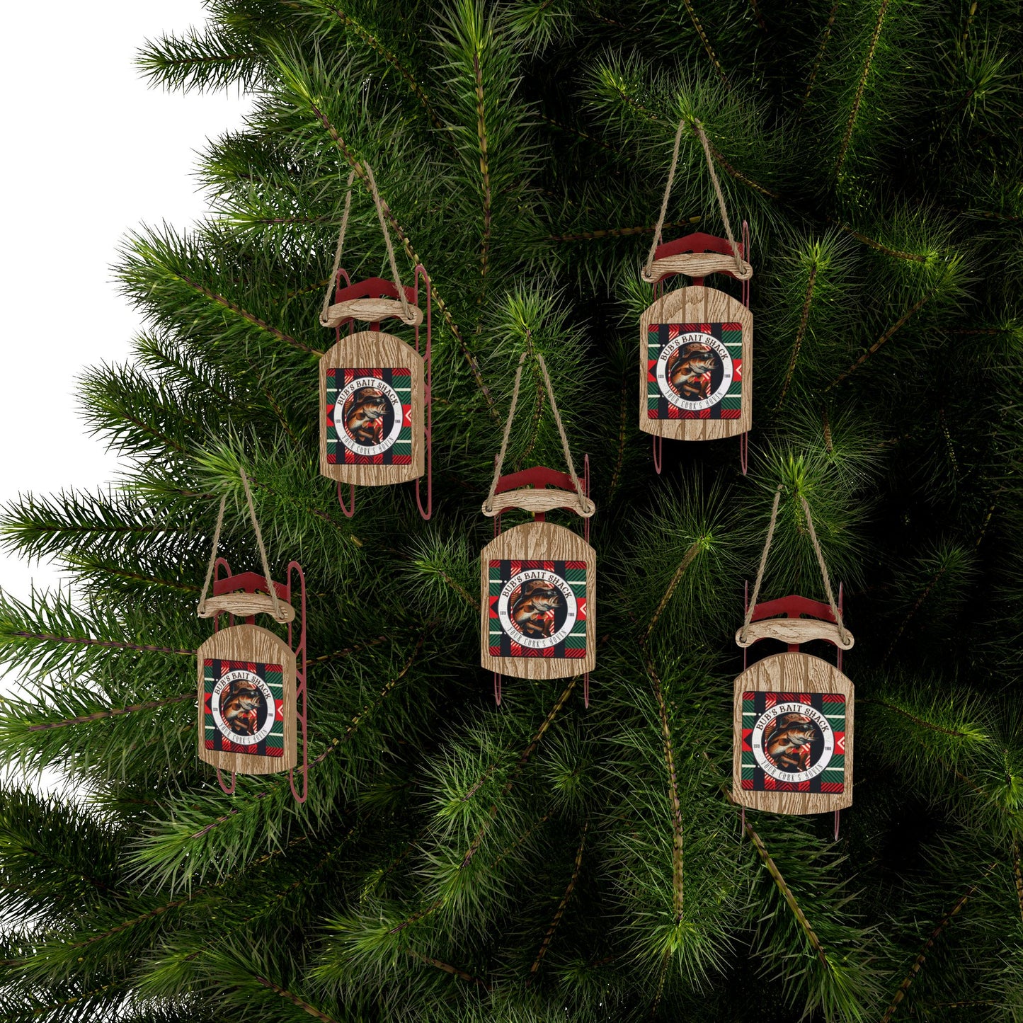Christmas Sled Ornament, Bubs Bait Shack