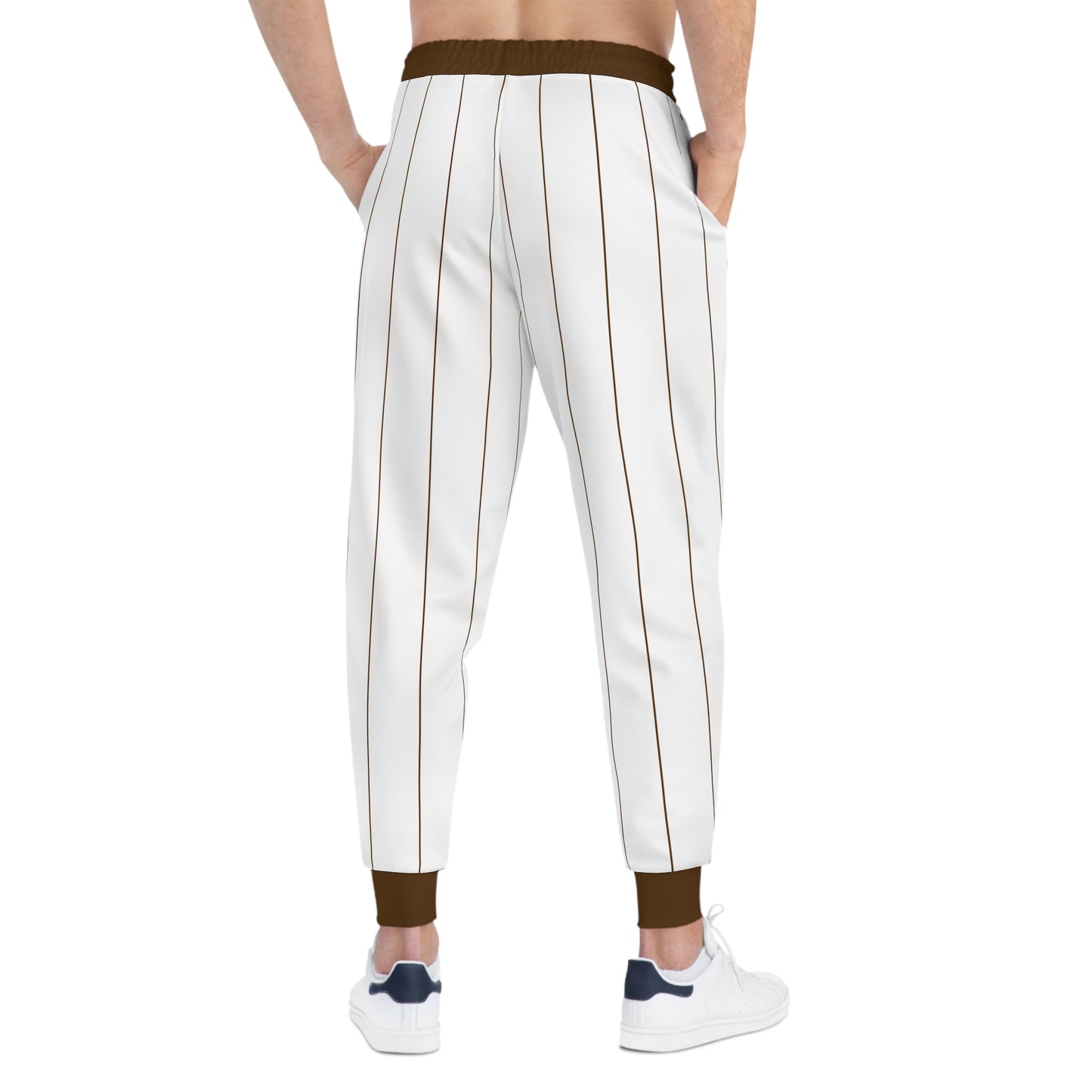 BBS Bubs Bait Shack Pinstripe Baseball Pants — White & Brown Athletic Joggers