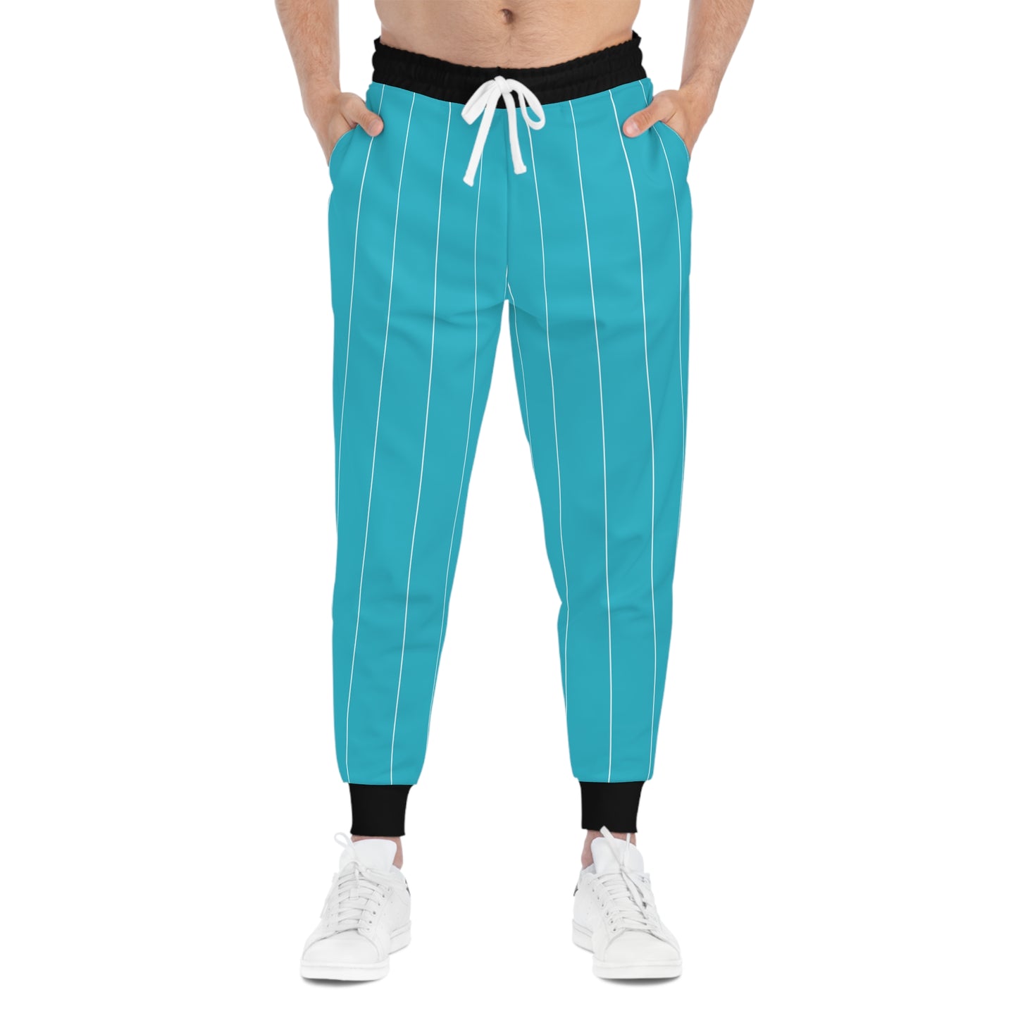 Baseball Pinstripe Athletic Joggers — Teal Aqua Baseball Pants
