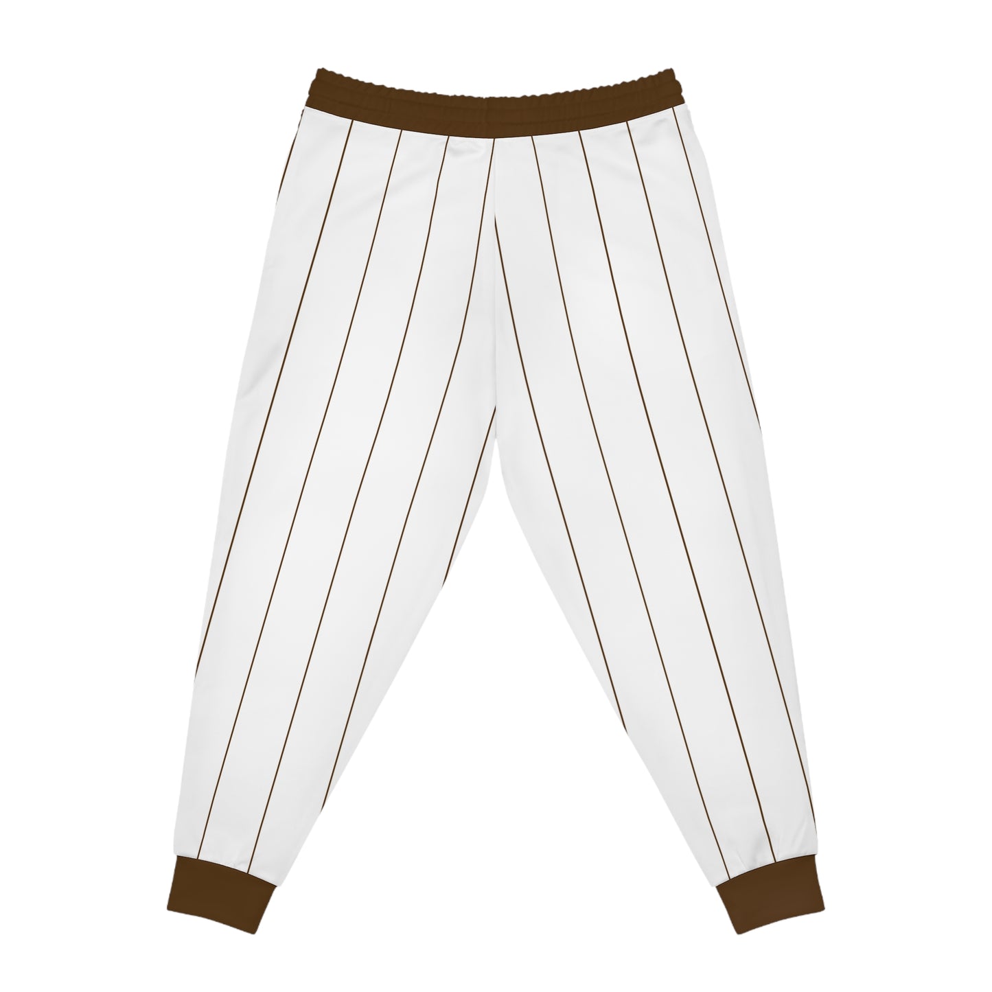 BBS Bubs Bait Shack Pinstripe Baseball Pants — White & Brown Athletic Joggers