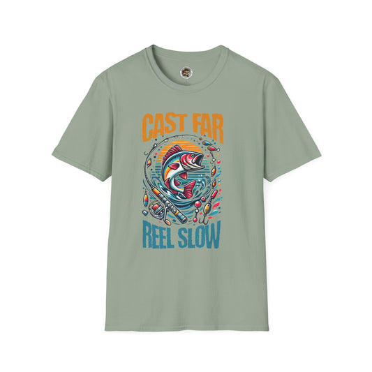 Fishing Enthusiast T-Shirt - Cast Far Reel Slow
