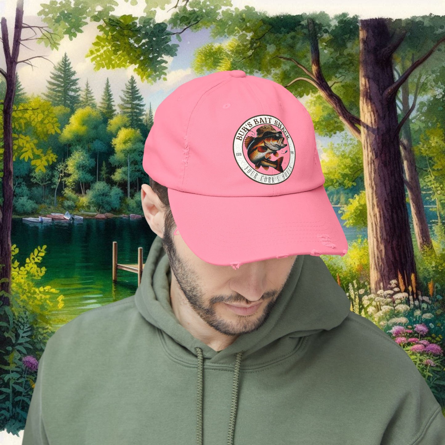 Bub's Bait shack Hat   Unisex Distressed Cap