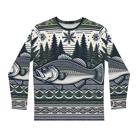Long Sleeve Shirt Bub's Bait Shack Green Bass Ugly Christmas Sweater