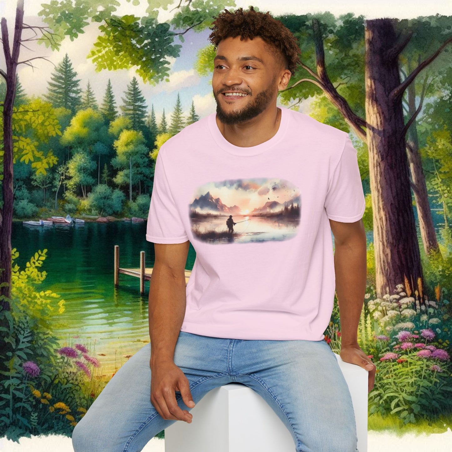 Alone Fishing Tee   Unisex Softstyle T-Shirt