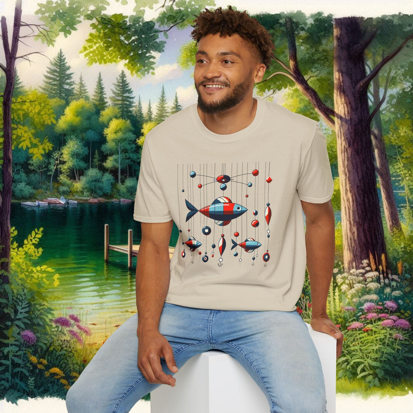 Mobile Fishing Unisex Softstyle T-Shirt