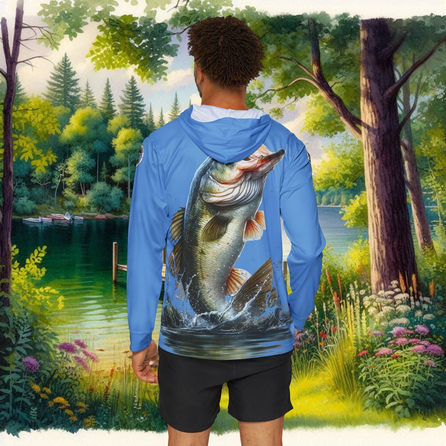 Jumping Bass Men's Sports Warmup Hoodie (AOP)