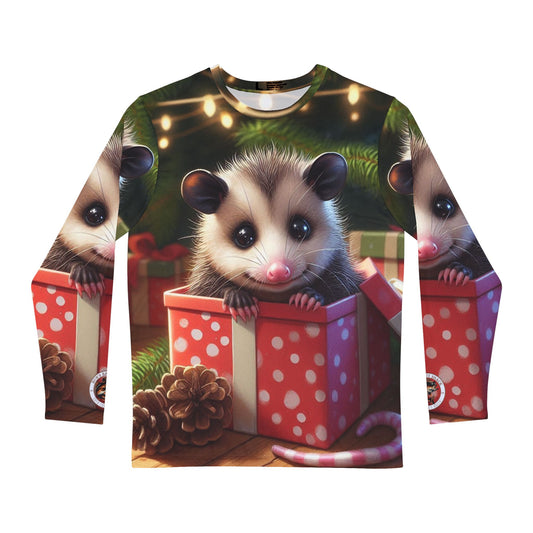 Bubs Bait Shack Possum Present All Over Print Men's Long Sleeve Shirt (AOP)