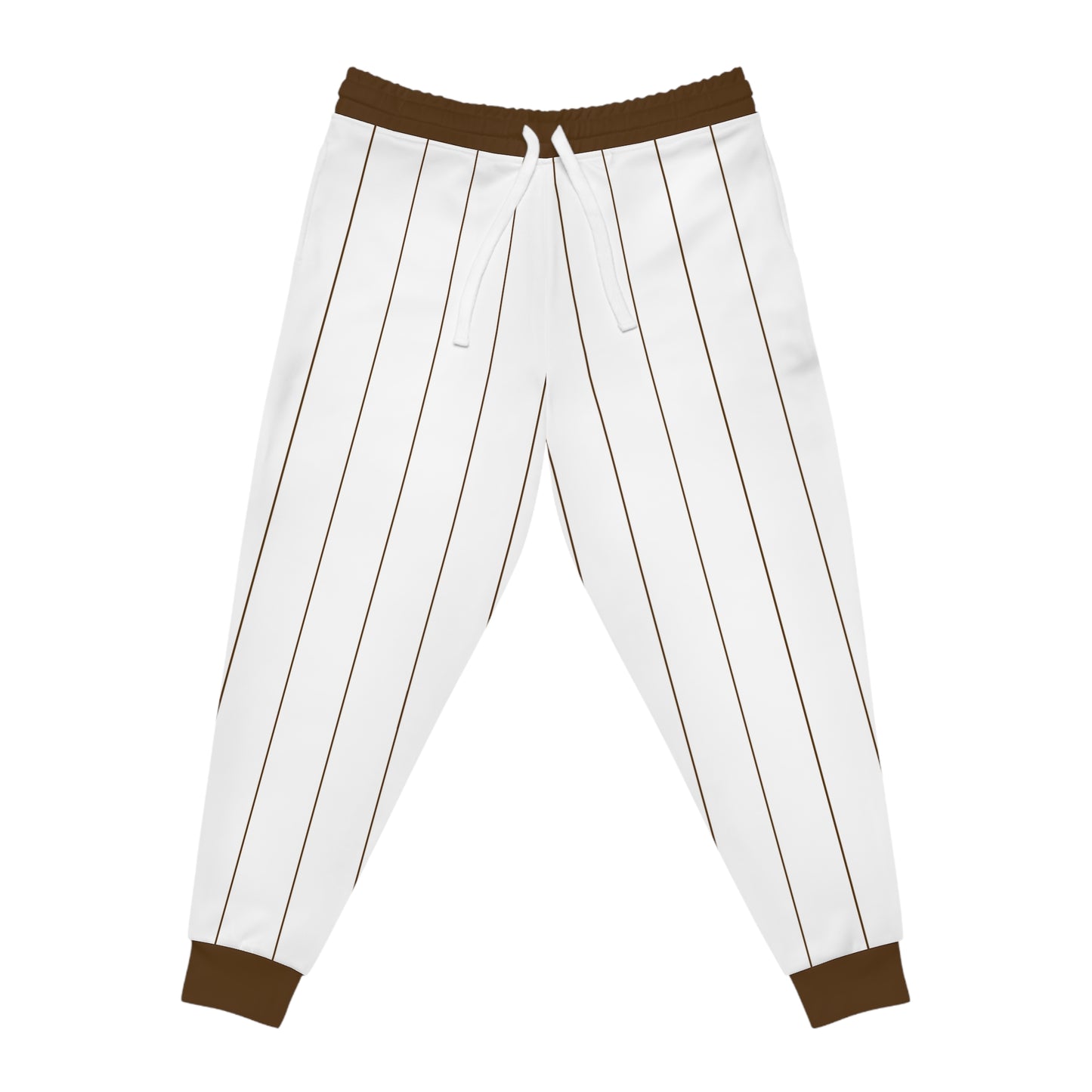 BBS Bubs Bait Shack Pinstripe Baseball Pants — White & Brown Athletic Joggers