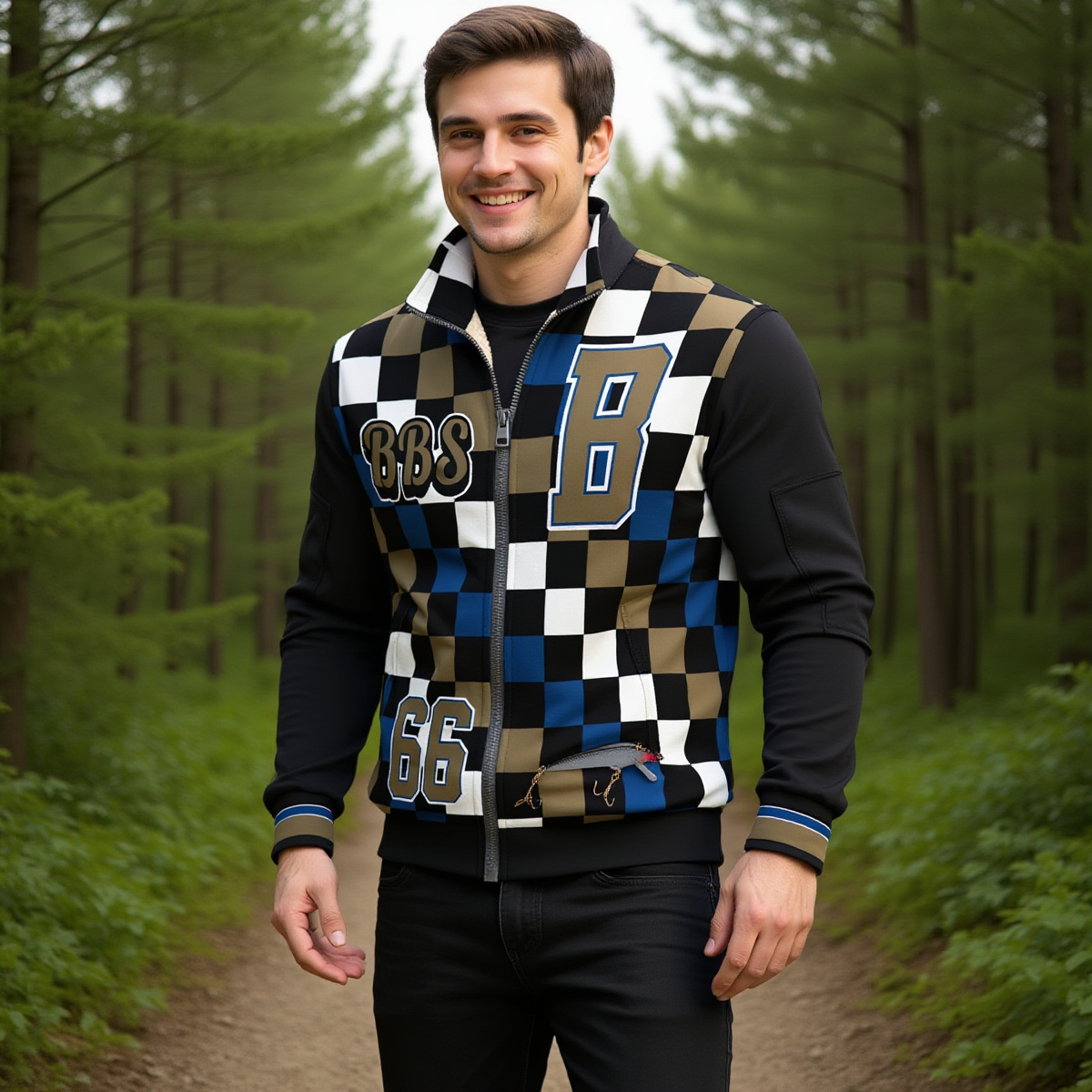 BBS Lettermen's Jacket Men's Thick Knit Fleece Jacket