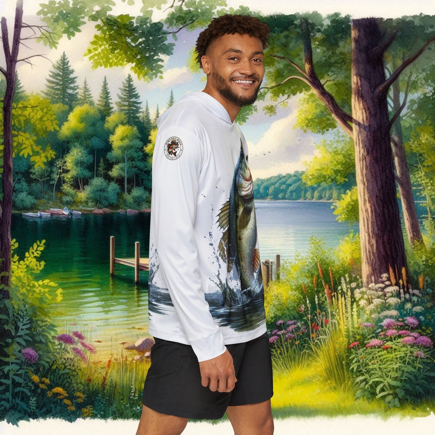 Jumping Bass  Men's Sports Warmup Hoodie (AOP)