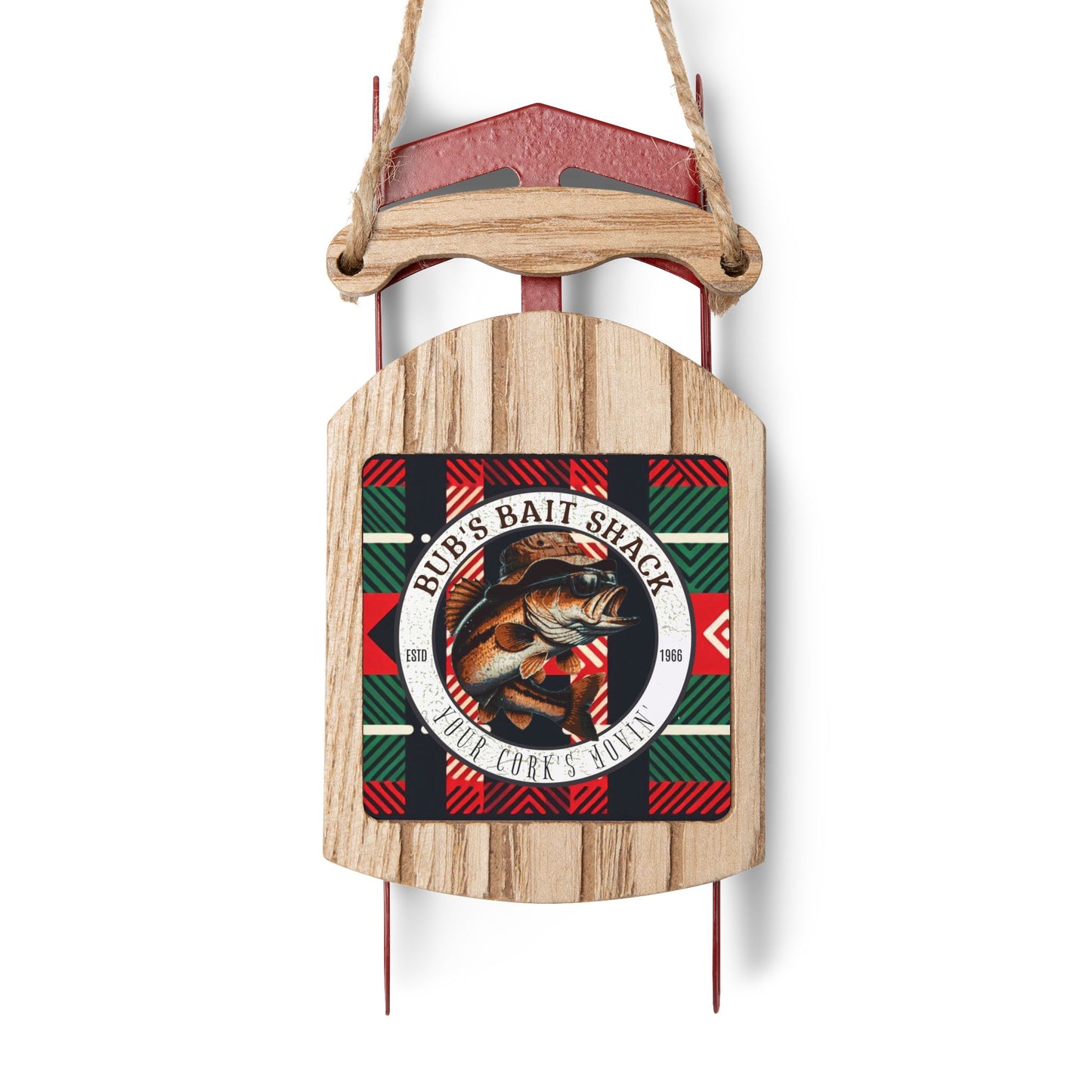 Christmas Sled Ornament, Bubs Bait Shack