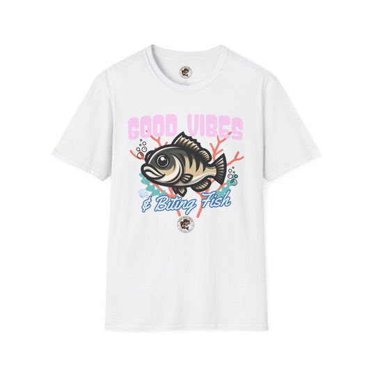 Good Vibes and Biting Fish Tee     Unisex Softstyle T-Shirt