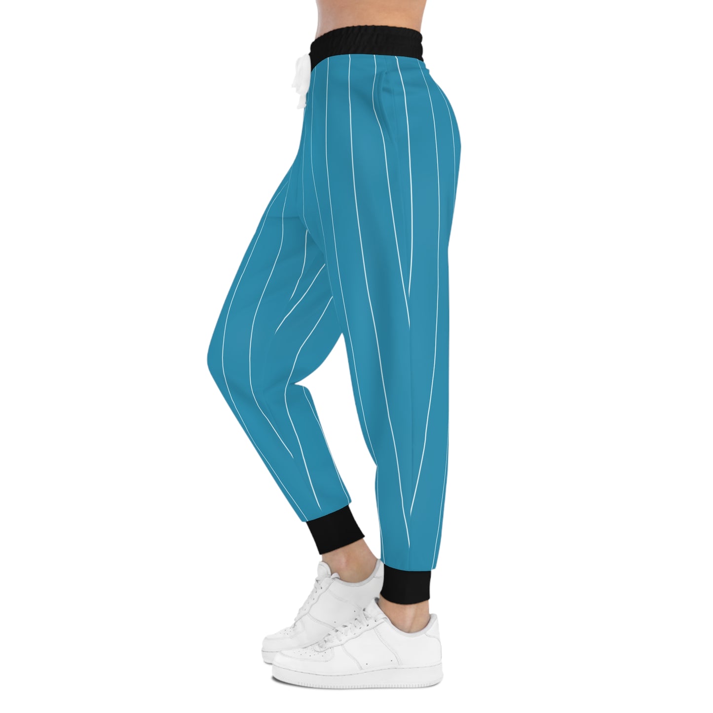 BBS Baseball Athletic Joggers — Blue Aqua & Black Striped Athletic Pants