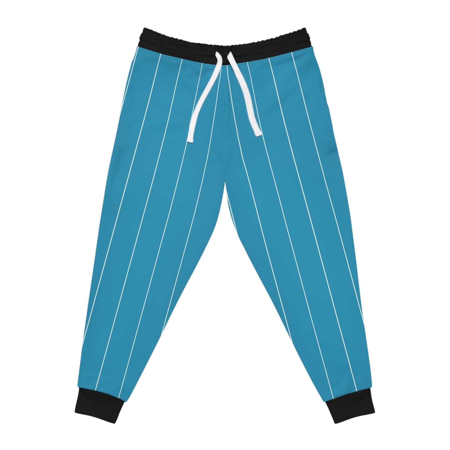 BBS Baseball Athletic Joggers — Blue Aqua & Black Striped Athletic Pants