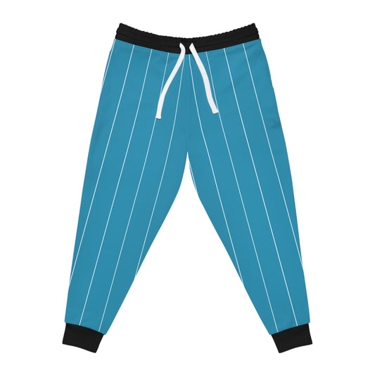 BBS Baseball Athletic Joggers — Blue Aqua & Black Striped Athletic Pants