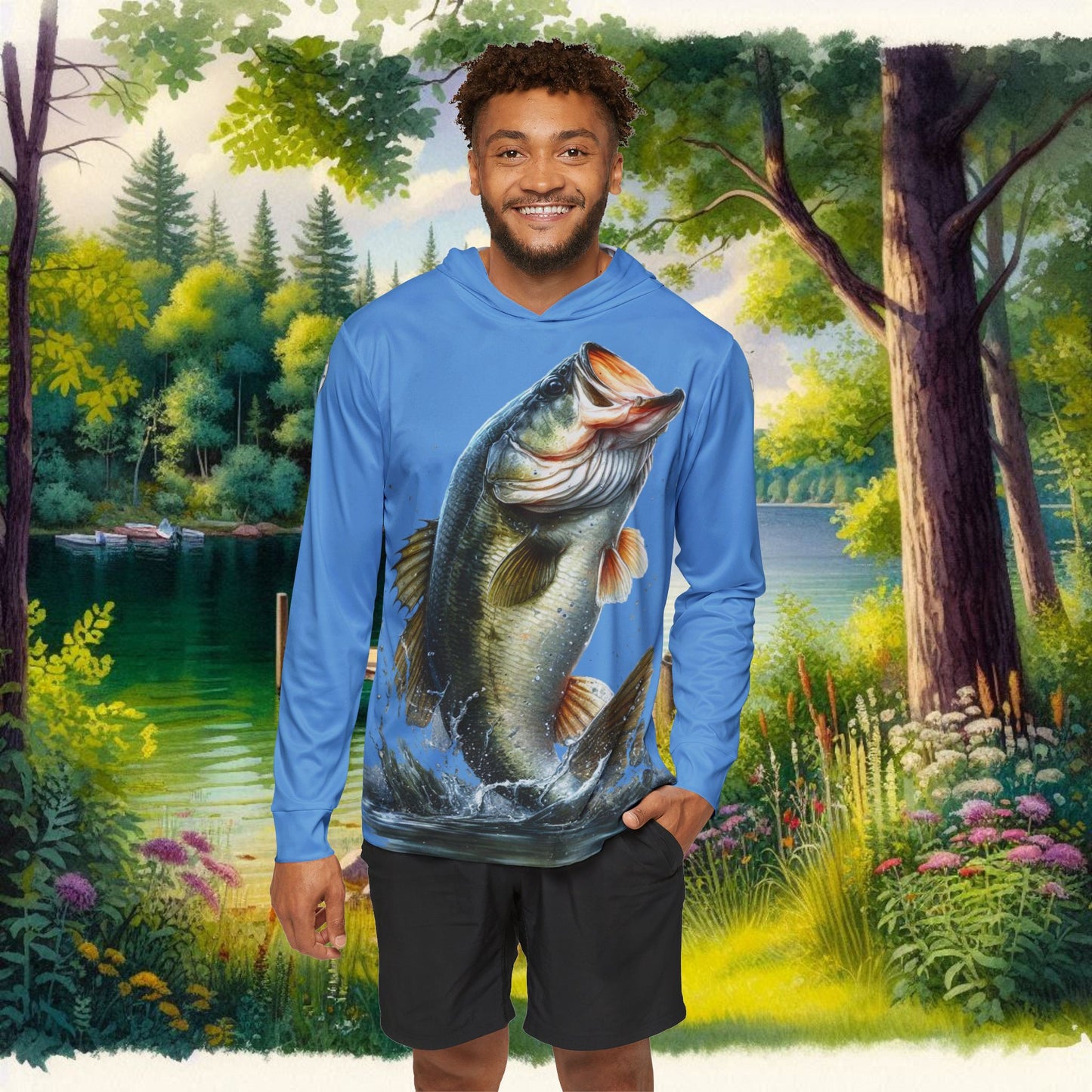 Jumping Bass Men's Sports Warmup Hoodie (AOP)