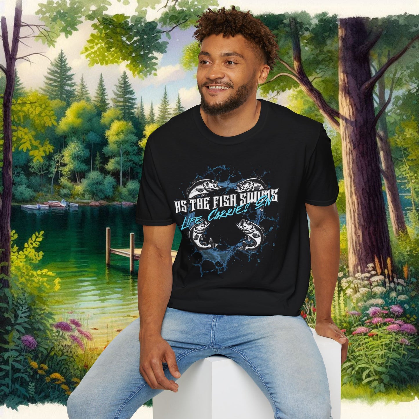 As the Fish Swims T-Shirt BBS Design