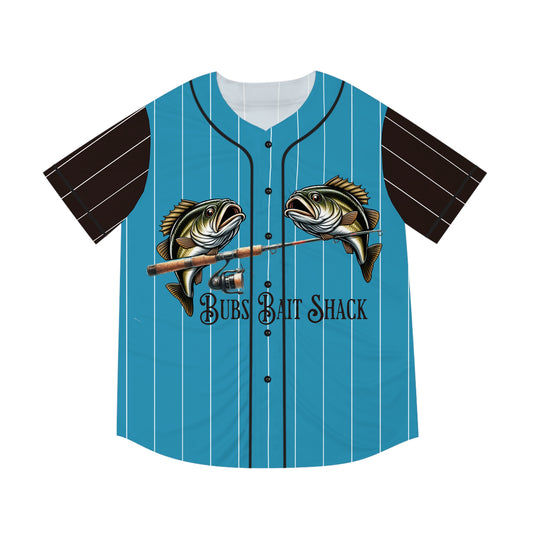 Bass on the Rod Baseball Jersey — Blue Aqua Pinstripe Men’s Baseball Shirt
