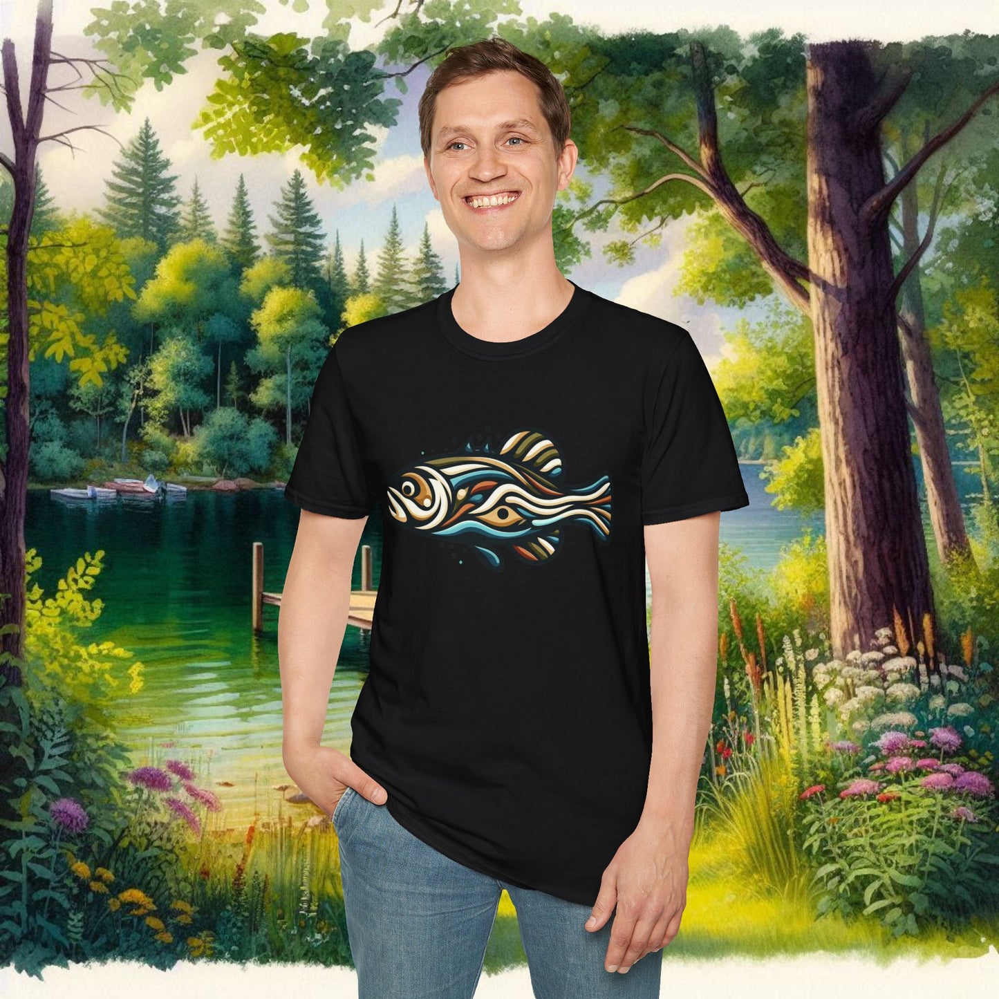 Painted Bass Shirt    Unisex Softstyle T-Shirt