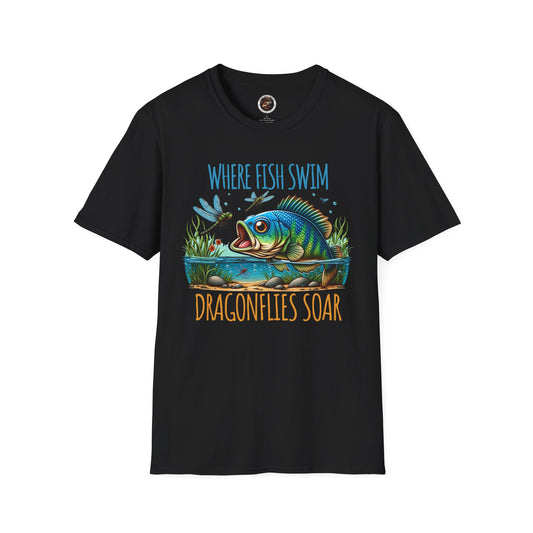 Where Fish Swim, Dragonflies Soar Design T-shirt