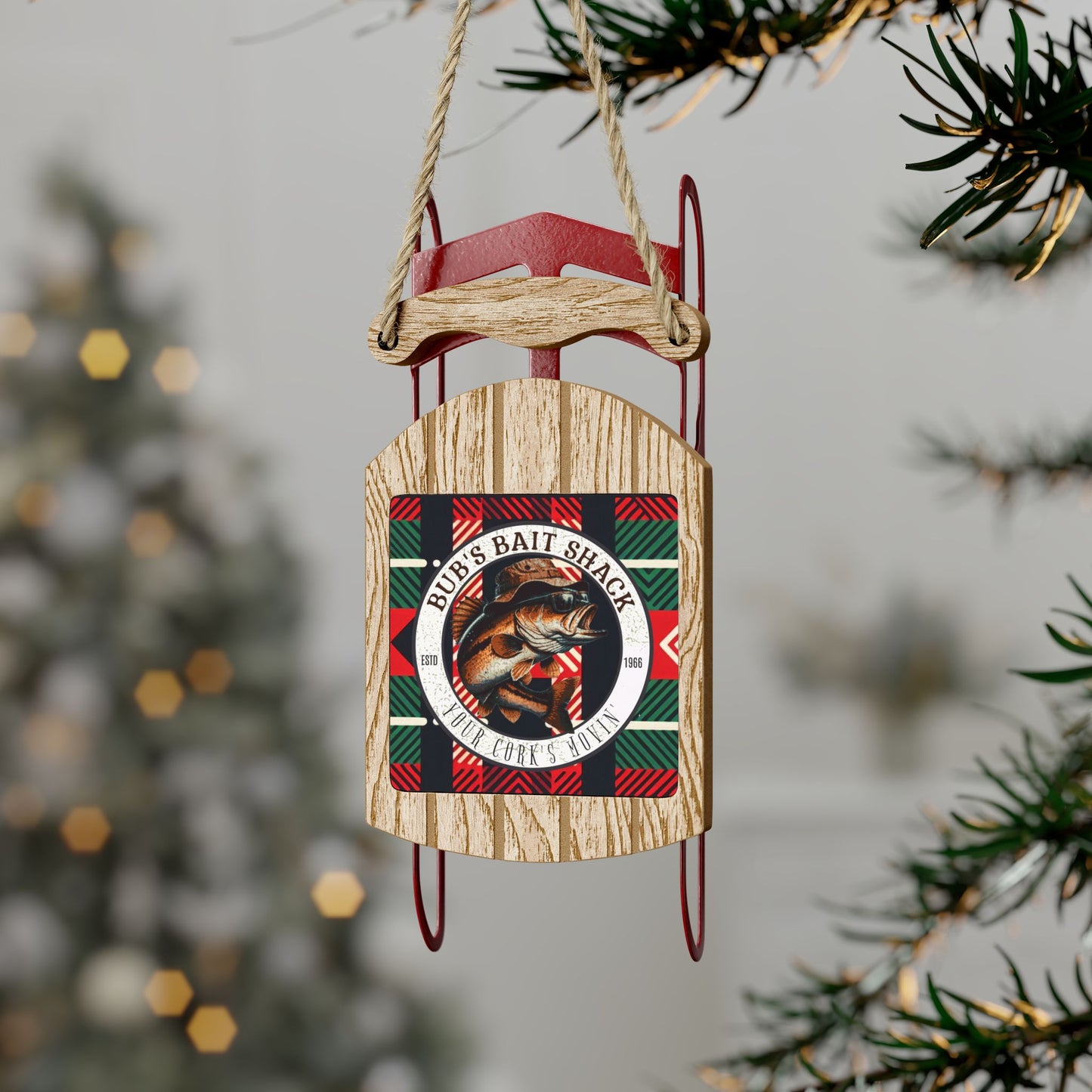 Christmas Sled Ornament, Bubs Bait Shack